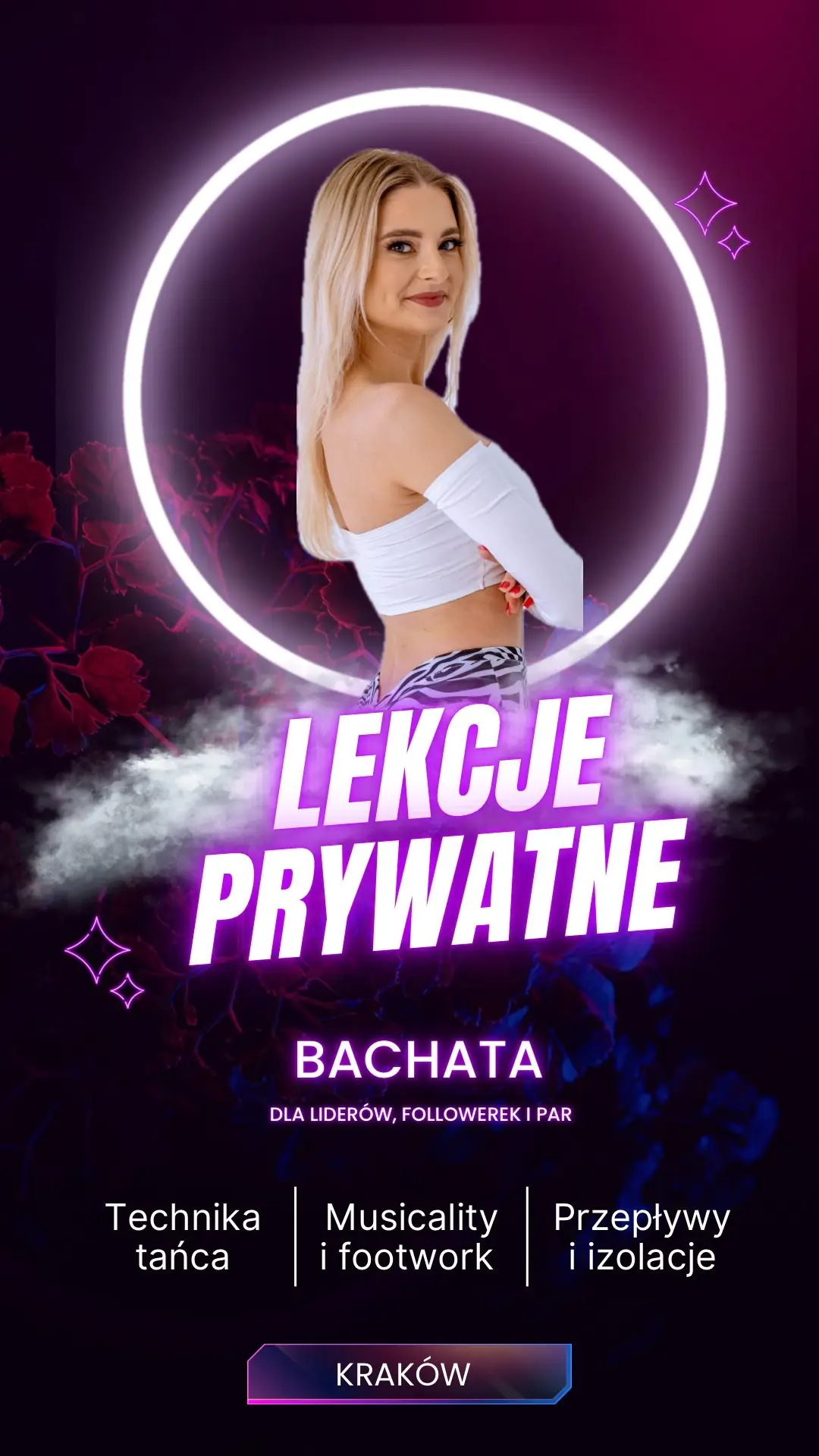 Justyna, instruktorka bachaty, podczas prywatnej lekcji bachaty w Krakowie